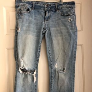 American Eagle destroyed crop jeans
